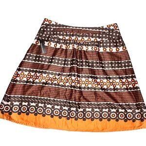 Madison Festive Cotton Orange‎ Brown Tan Red Skirt Size 8 Zipper NWT $86